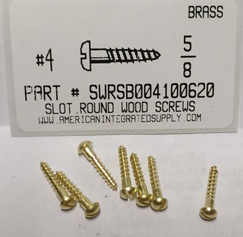 #4X5/8 ROUND HEAD SLOTTED WOOD SCREW BRASS