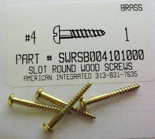 #4X1 ROUND HEAD SLOTTED WOOD SCREW BRASS