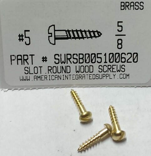 #5X5/8 ROUND HEAD SLOTTED WOOD SCREW BRASS