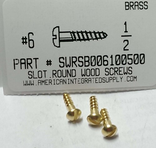 #6X1/2 ROUND HEAD SLOTTED WOOD SCREW BRASS