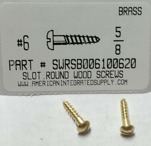 #6X5/8 ROUND HEAD SLOTTED WOOD SCREW BRASS