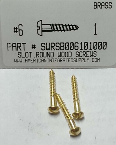 #6X1 ROUND HEAD SLOTTED WOOD SCREW BRASS