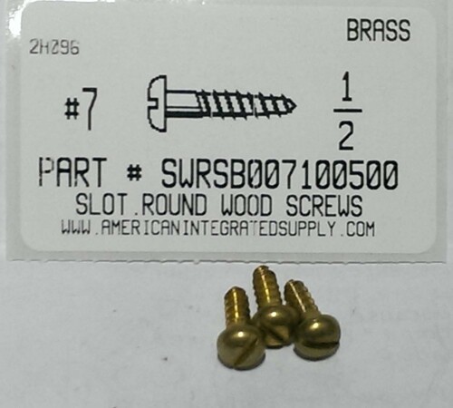 #7X1/2 ROUND HEAD SLOTTED WOOD SCREW BRASS