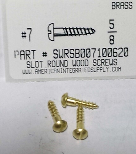 #7X5/8 ROUND HEAD SLOTTED WOOD SCREW BRASS