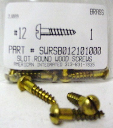 #12X1 ROUND HEAD SLOTTED WOOD SCREW BRASS