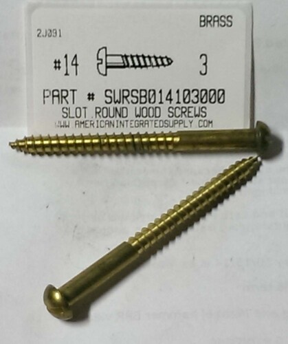 #14X3 ROUND HEAD SLOTTED WOOD SCREW BRASS