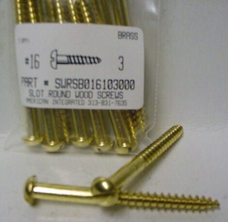 #16X3 ROUND HEAD SLOTTED WOOD SCREW BRASS (DISCONTINUED)