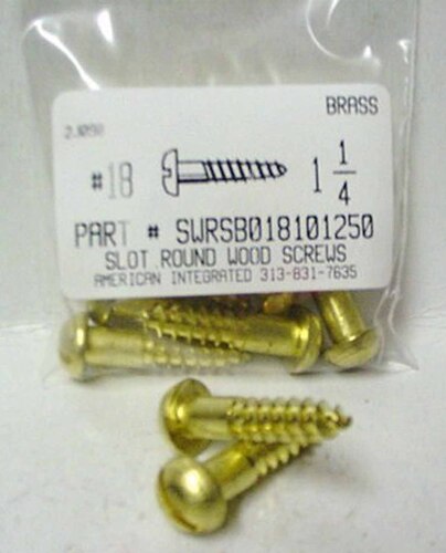 #18X1-1/4 ROUND HEAD SLOTTED WOOD SCREW BRASS (DISCONTINUED)