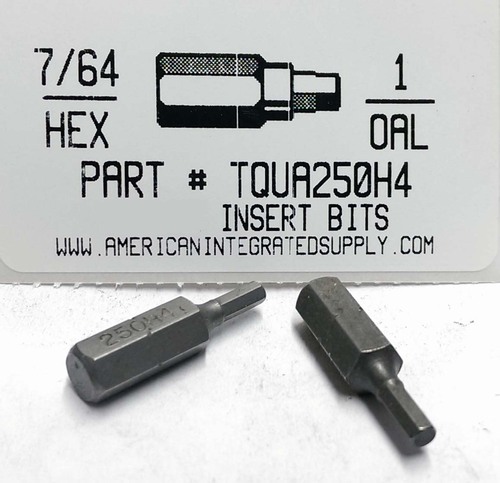 7/64 HEX X 1" LONG INSERT BIT 1/4 HEX