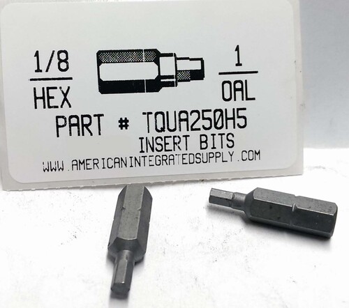 1/8 HEX X 1" LONG INSERT BIT 1/4 HEX