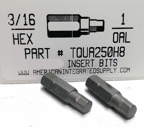 3/16 HEX X 1" LONG INSERT BIT 1/4 HEX