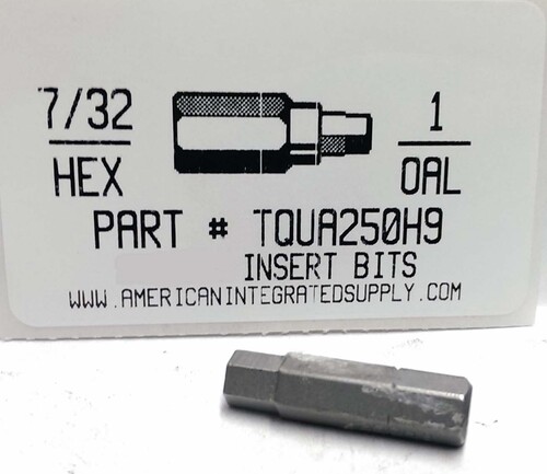 7/32 HEX X 1" LONG INSERT BIT 1/4 HEX (DISCONTINUED)