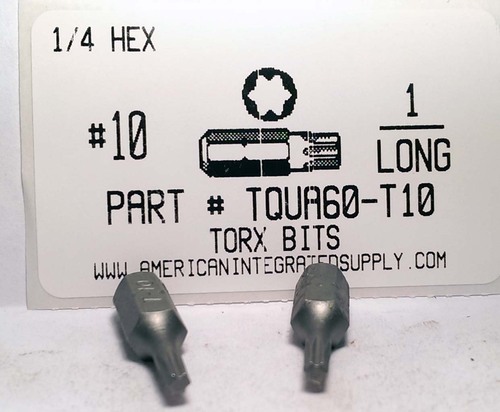 #10 TORX X 1" LONG INSERT BIT 1/4 HEX