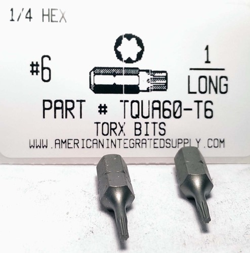 #6 TORX X 1" LONG INSERT BIT 1/4 HEX