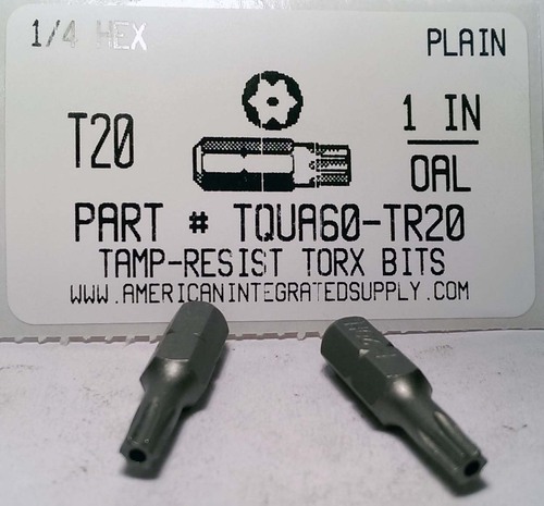 #20 TORX TAMPER RESISTANT BIT 1/4 HEX