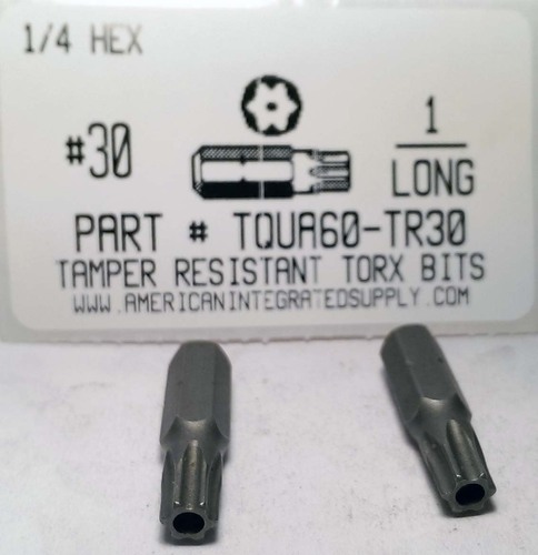 #30 TORX TAMPER RESISTANT BIT 1/4 HEX