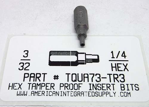 3/32 HEX TAMPER RESISTANT BIT 1/4 HEX