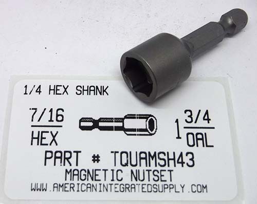 7/16 HEX X 1-3/4" LONG MAGNETIC NUTSET