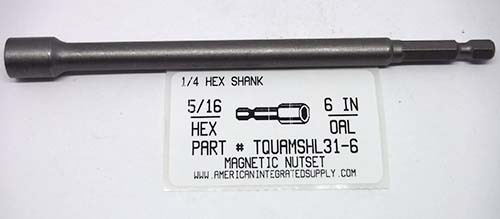 5/16 HEX X 6" LONG MAGNETIC NUTSET