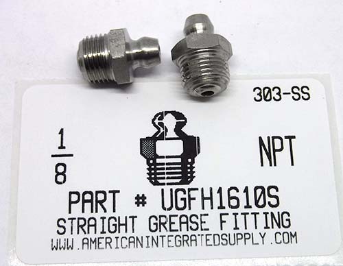 1/8-27 NPT STRAIGHT GREASE FITTING 303-SS