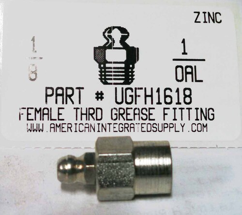 1/8-27 FEMALE NPT STRAIGHT GREASE FITTING STL ZINC