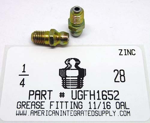 1/4-28 STRAIGHT GREASE FITTING 11/16 OAL ZINC