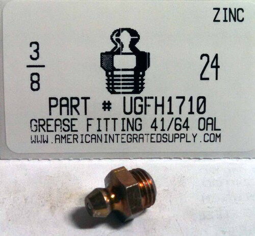 3/8-24 STRAIGHT GREASE FITTING 41/64 OAL ZINC