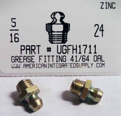 5/16-24 STRAIGHT GREASE FIT 43/64 OAL STL ZINC