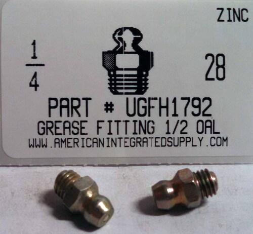 1/4-28 STRAIGHT GREASE FITTING 1/2"OAL STL ZINC