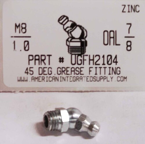 M8-1.0 45 DEGREE GREASE FITTING STL ZINC