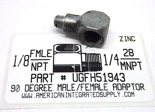 1/8 F-NPTX1/4-28-M 90DEG ADAPTER STEEL ZINC