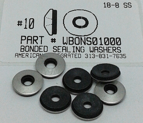 #10X1/2 BONDED SEALING WASHER 18-8 STAINLESS STEEL