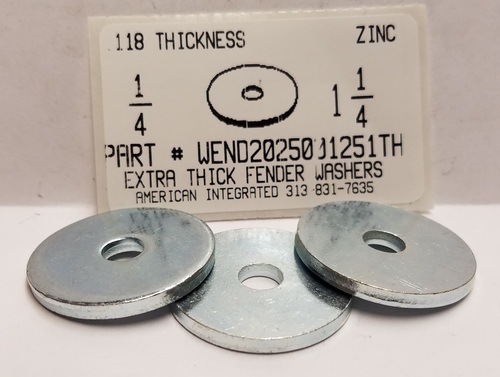 1/4"X1-1/4" FENDER WASH STEEL ZINC PLATED .108/.132 THICK