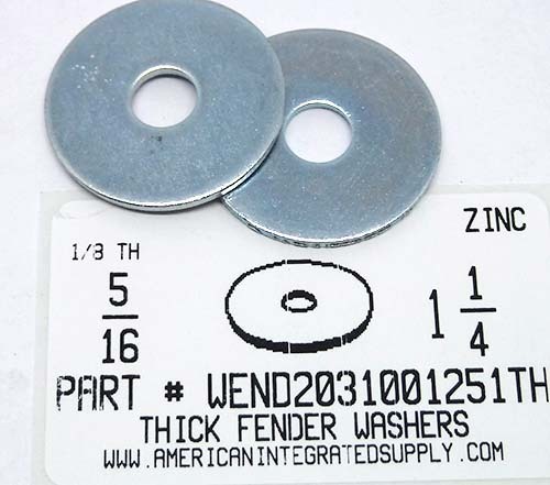 5/16"X1-1/4"X.108"-.132" THICK FENDER WASHER STEEL ZINC PLATED