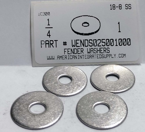 1/4"(9/32" INNER DIAMETER )X1" FENDER WASHER 18-8 STAINLESS STEEL