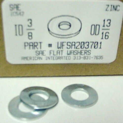 3/8 SAE FLAT WASHER STEEL ZINC PLATED 13/16" OUTER DIAMETER