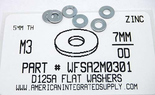 M3 FLAT WASHER  STEEL ZINC PLATED D125A 3.2 IDX7 ODX0.5MM THICK