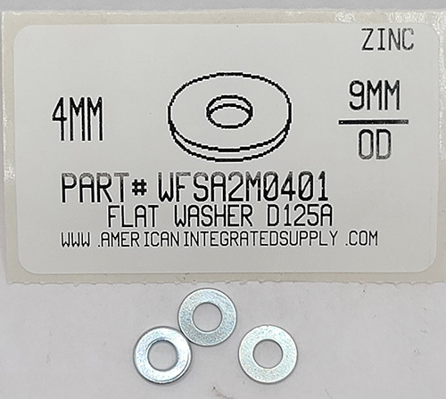 4MM FLAT WASHER STEEL ZINC PLATED D125A 4.3 IDX9 ODX0.8MM THICK