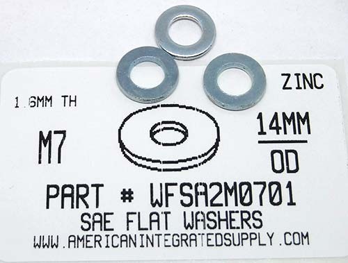 M7 FLAT WASHER STEEL ZINC PLATED D125A 7.4 IDX14 ODX1.6MM THICK