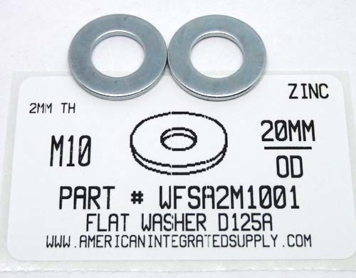 M10 FLAT WASHER STEEL ZINC PLATED D125A 10.5 IDX20 ODX2MM THICK