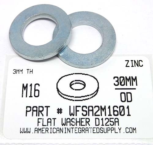 M16 FLAT WASHER STEEL ZINC PLATED D125A 17 IDX30 ODX3MM THICK