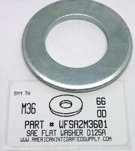 36MM FLAT WASHER STEEL ZINC PLATED D125A 37 IDX66 ODX5MM THICK