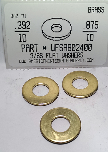 3/8S FLAT WASHER BRASS .392X.875X.062