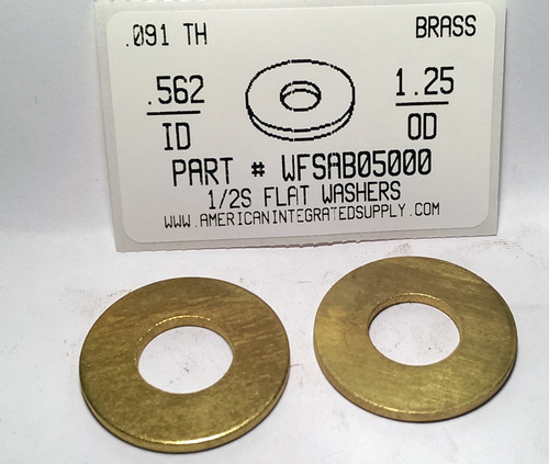 1/2S FLAT WASHER BRASS .562X1.25X.091