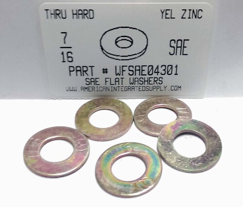 7/16 SAE FLAT WASHER THRU HARDENED STEEL YELLOW ZINC PLATED