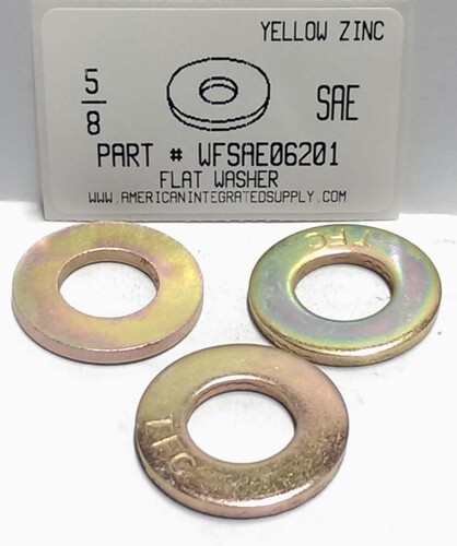 5/8 ASTM F436 FLAT WASHER THRU HARDENED STEEL YELLOW ZINC PLATED 1.312 OD