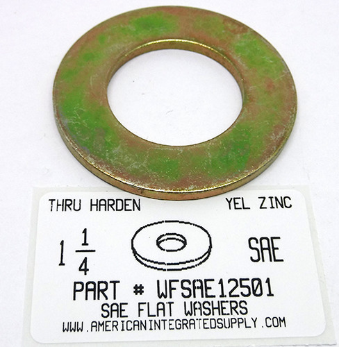 1-1/4 SAE FLAT WASHER THRU HARDENED STEEL YELLOW ZINC PLATED