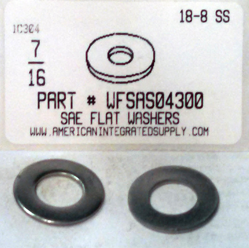 7/16 SAE FLAT WASHER 18-8 STAINLESS STEEL .468"IDX.921"ODX.080"-.051"TH