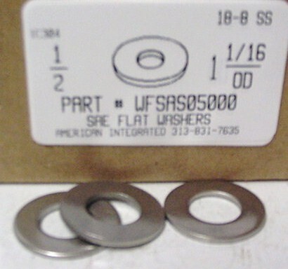 1/2 SAE FLAT WASHER 18-8 STAINLESS STEEL .531"IDX1.062"ODX.121"-.074"TH