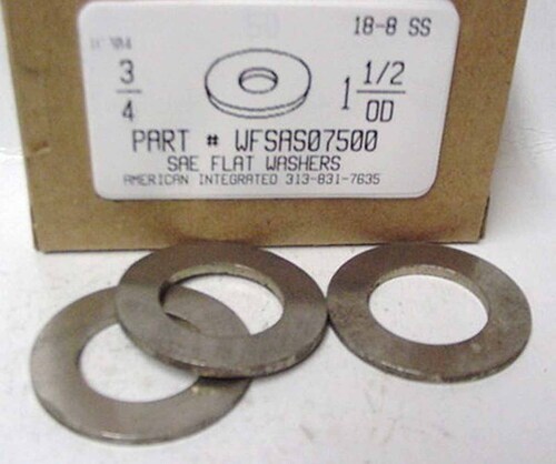 3/4 SAE FLAT WASHER 18-8 STAINLESS STEEL .812"IDX1.50"ODX.160"-.108"TH